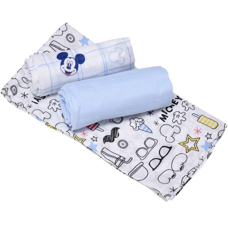 Mussole Disney Minnie Topolino Neonato Ellepi Morbido Cotone Organico Bambini Asciugamani Copertine Lenzuolini Swaddle Panni Telo Fasciatoio Allattamento Culla 70x70 Cm Confezione Regalo (Topolino) - Home Shopping Italia 