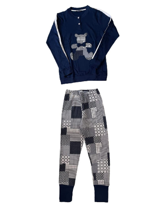 Caracter Pigiama Collo Serafino Donna Cotone Interlock Due Pezzi Art. P1352 - Exclusive