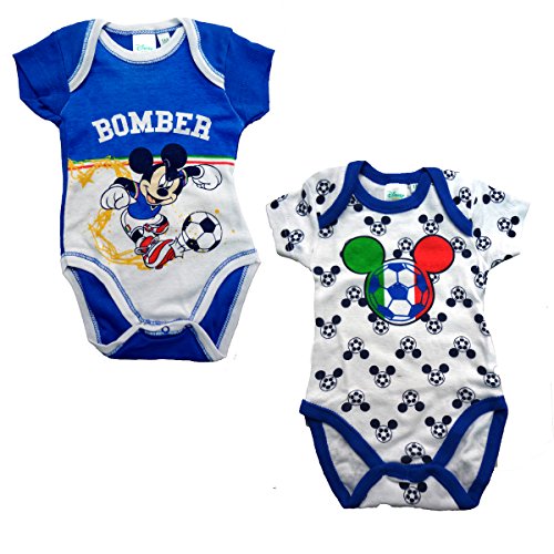 Disney 2 Body Neonato Mezza Manica Americana in Cotone Mickey Nuova Collezione Art. WD101271 (9 Mesi)