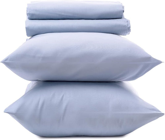 Intrecci Home Completo Lenzuola Matrimoniale, Set Lenzuola in Puro Cotone, Lenzuolo sopra 260x300cm + Lenzuolo sotto 180x200+30cm + 2 federe 52x82cm, Made in Italy, Elegante, Confortevole, Tinta Unita