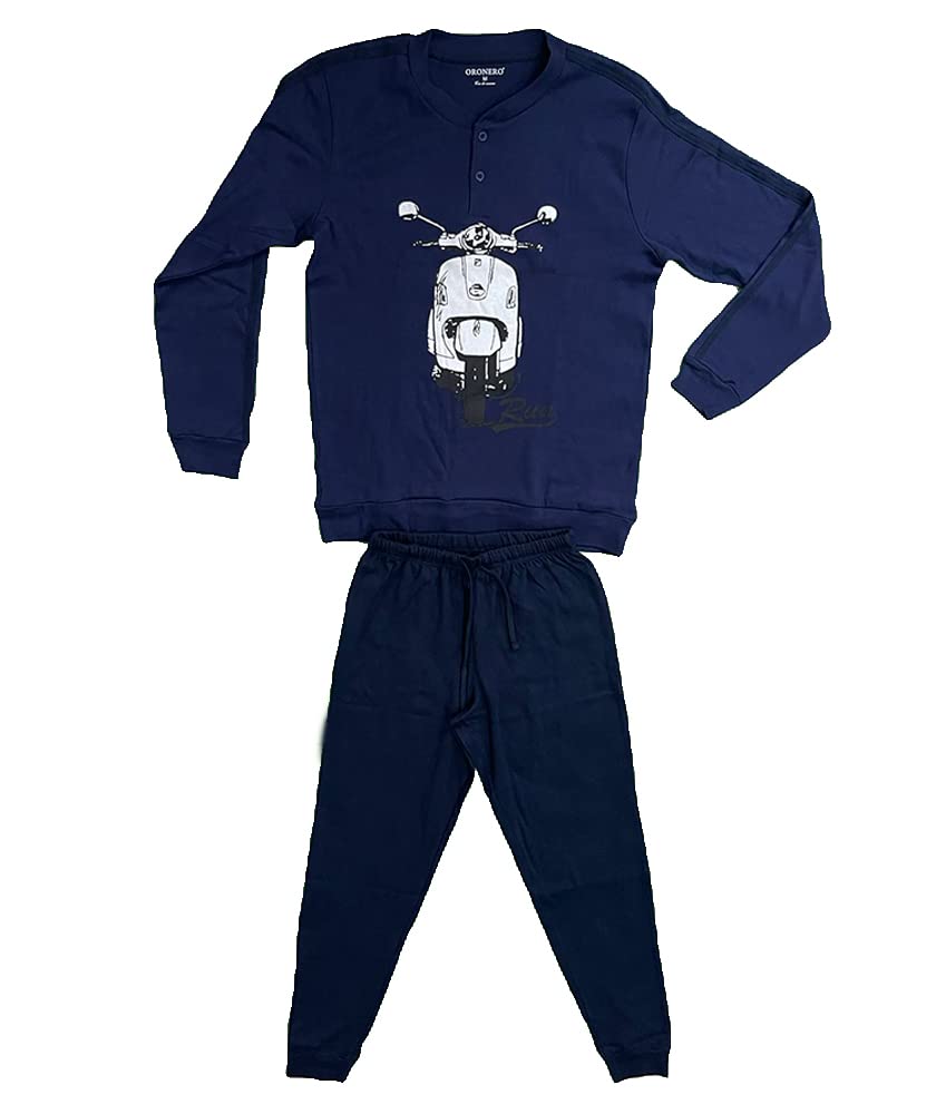 Pigiama Caldo Cotone Uomo in Due Pezzi Lungo Fantasia Motori - Oro Nero - Home Shopping Italia 