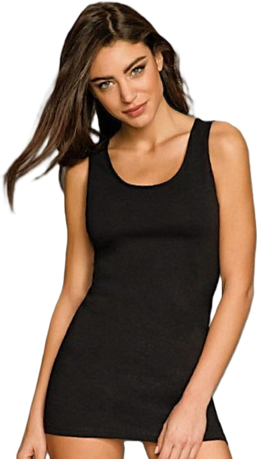 JADEA Canotta Lunga Spalla Larga in Cotone Elasticizzato Art. 4063