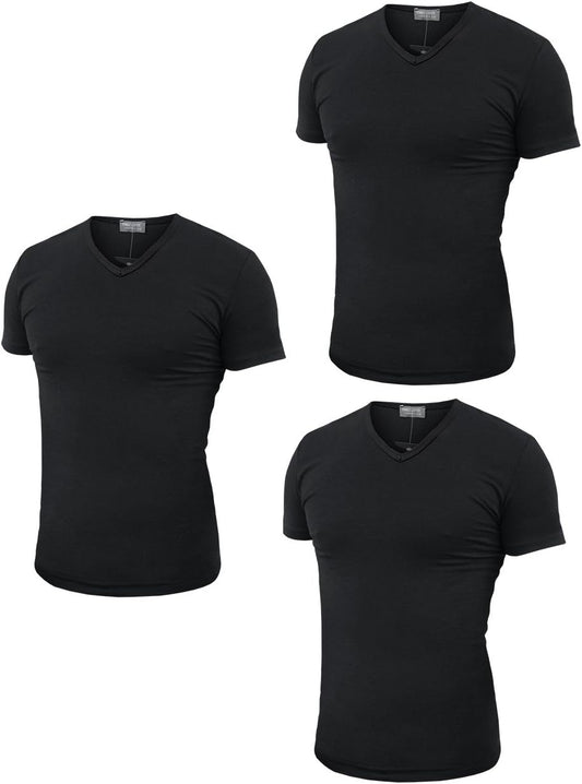 Enrico Coveri 3 t-Shirt Uomo Mezza Manica Scollo a V in Cotone Pettinato Art. ET1101
