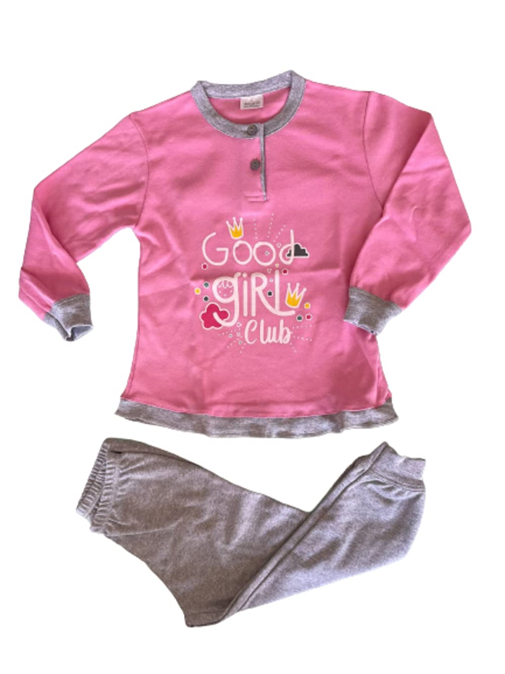 Pigiama Serafino Lungo Due Pezzi Caldo Cotone Interlock Bambina e Ragazza Varie Fantasie - Home Shopping Italia 