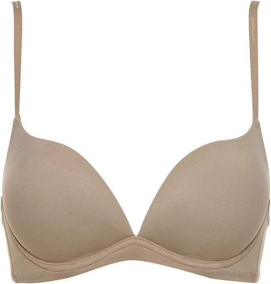 LORMAR Reggiseno Push Up Desiderio Liscio, in Microfibra Senza Ferretto con Coppe Graduate e Scollatura Profonda. Disponibile nei Colori Bianco, Nero e Nudo