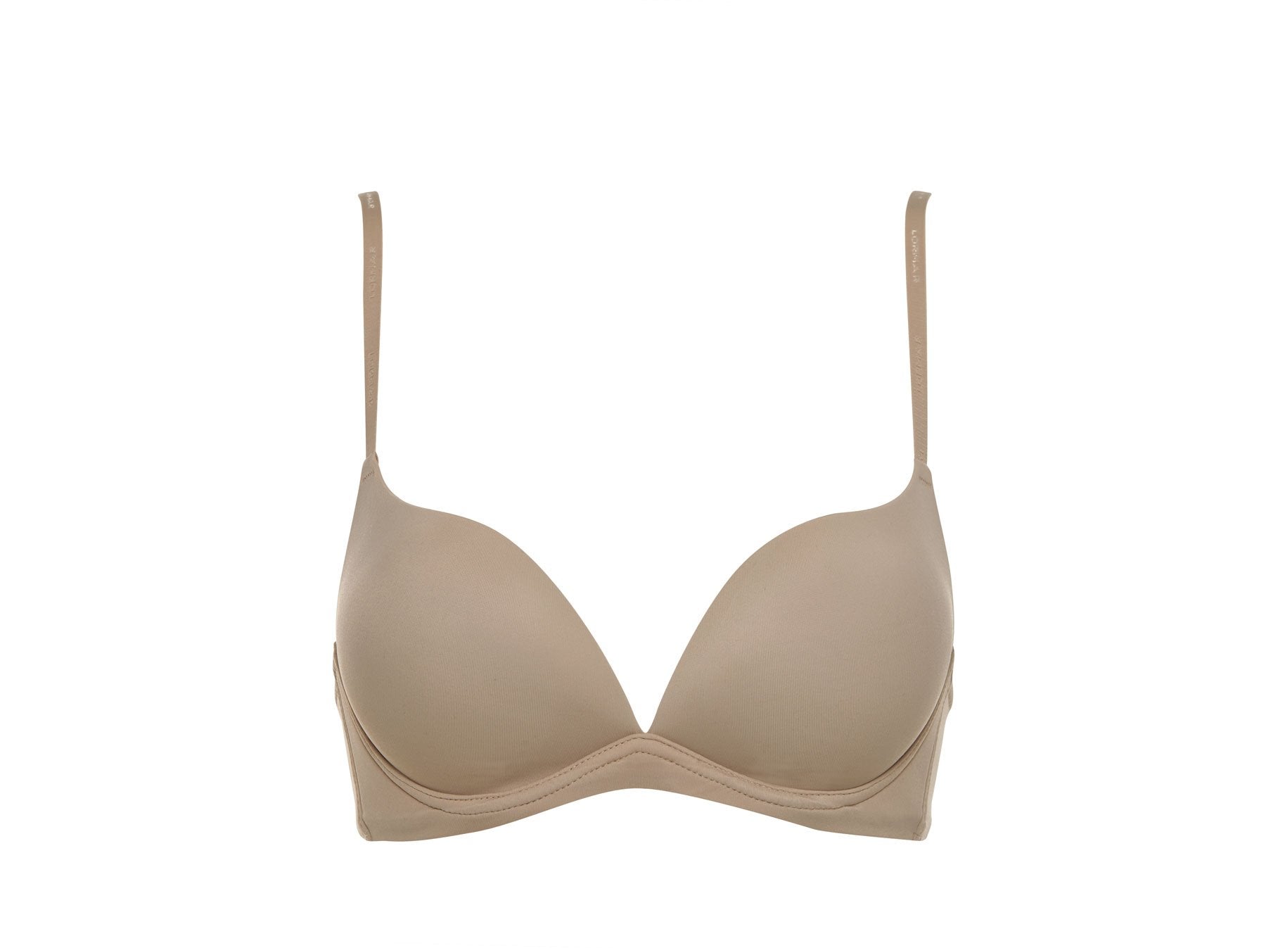 LORMAR Reggiseno Push Up Desiderio Liscio, in Microfibra Senza Ferretto con Coppe Graduate e Scollatura Profonda. Disponibile nei Colori Bianco, Nero e Nudo