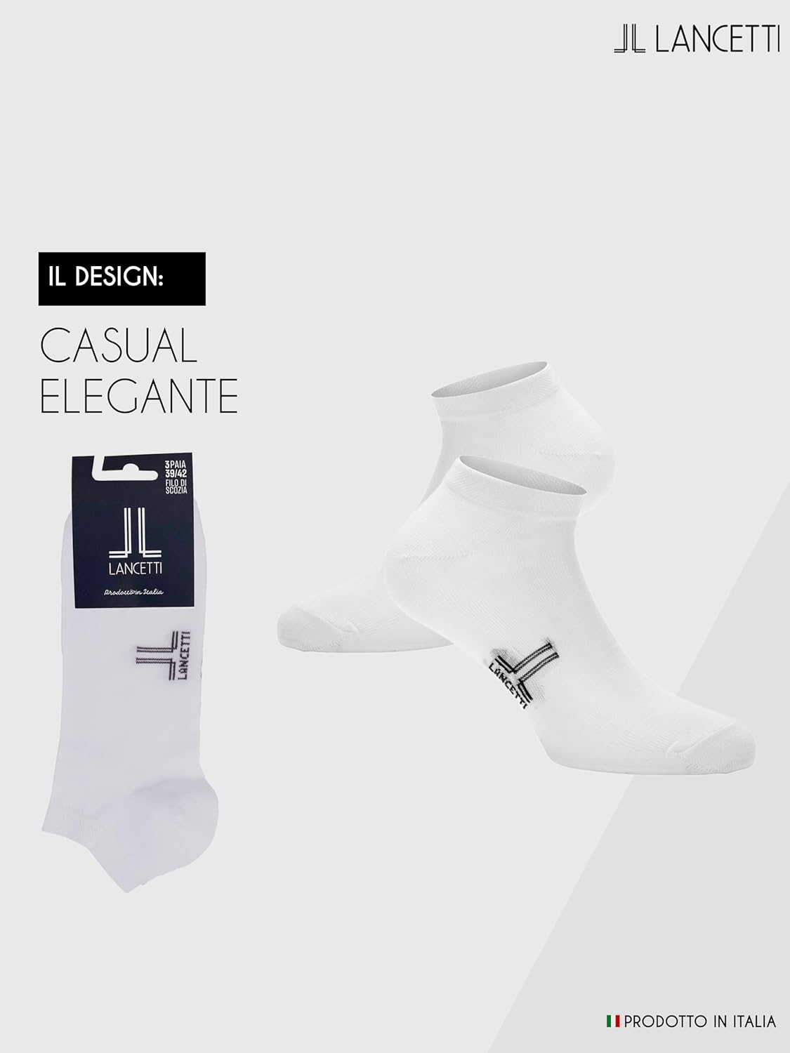 LANCETTI - 12 Paia Calzini Corti Sneaker per Uomo o Donna, Fantasmini in Cotone Filo di Scozia