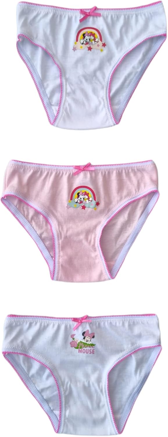 Ellepi Mutande Bambina Minnie Slip Intimo Mutandine Disney Bimba Anni Ragazza Cotone Ragazze Morbido Elastico Colori Bambini Regalo Compleanno Abbigliamento