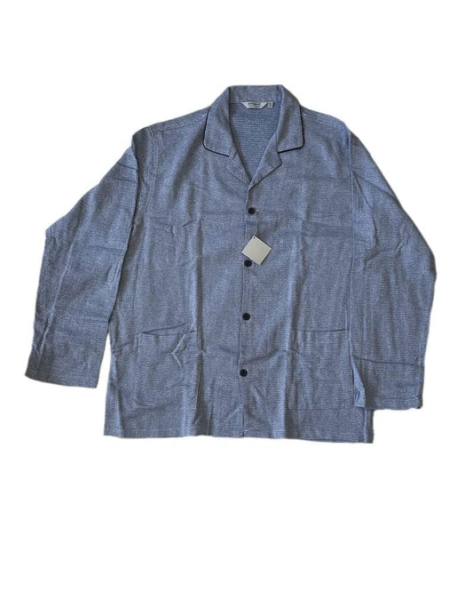 Generic Pigiama Uomo Due Pezzi Giacca Azzurra Pantalone Blu Cotone Stile Classico - Diplomat