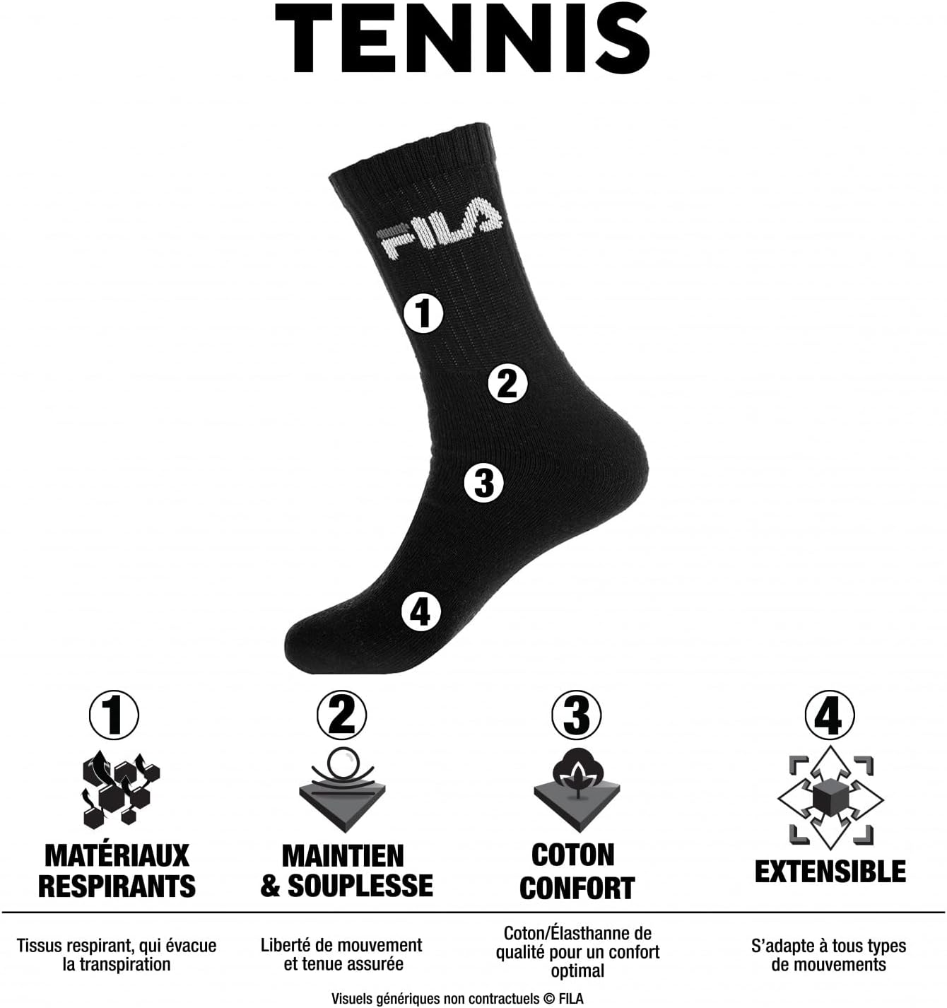 Fila Calze Sportive per Uomo (pacco da 6)