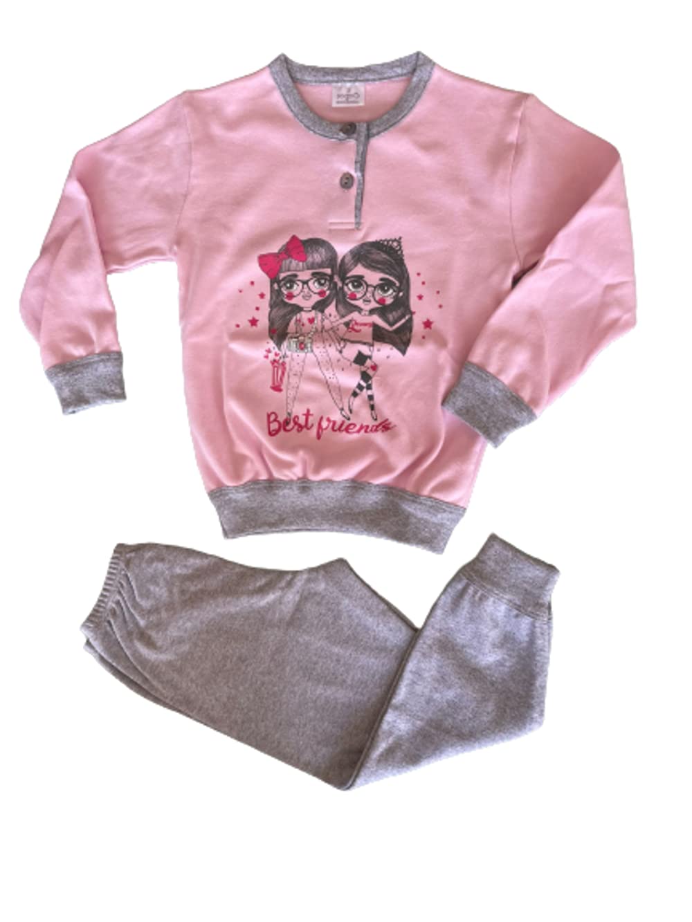 Pigiama Serafino Lungo Due Pezzi Caldo Cotone Interlock Bambina e Ragazza Varie Fantasie - Home Shopping Italia 