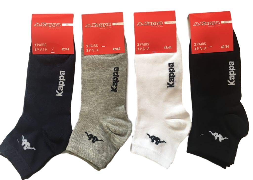 Kappa CONF. 6 PAIA CALZINO CORTO ALLA CAVIGLIA UNISEX - art. K004 in cotone. Disponibile nei colori Bianco, Nero, Blu e Grigio - Home Shopping Italia 