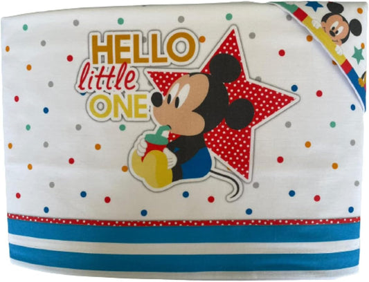 Set 3 pezzi letto al 100% in cotone Topolino baby e Topolino varie fantasie (Topolino Baby (Azzurro))