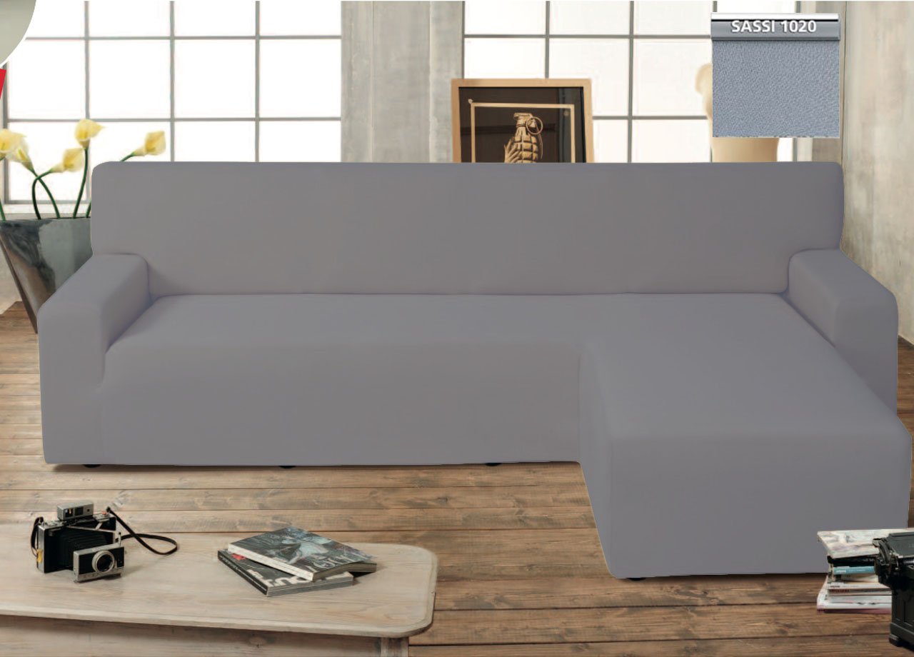Copridivano Salvadivano Genius con Penisola Chaise Longue Modello Swing Grigio Sassi Sinistra Grigio
