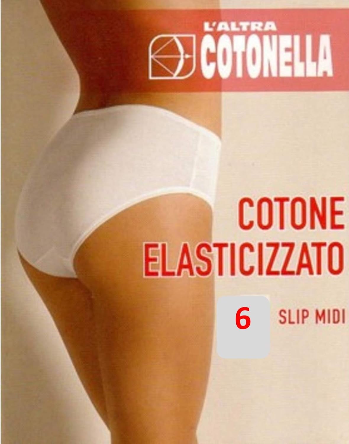 COTONELLA Slip Midi Donna in Cotone Elasticizzato con Tassello in Cotone - Confezione da 6 Pezzi - Colori Bianco E Nero