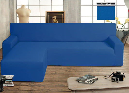 Copridivano Salvadivano Genius con Penisola Chaise Longue Modello Swing Blu Sinistra Blu