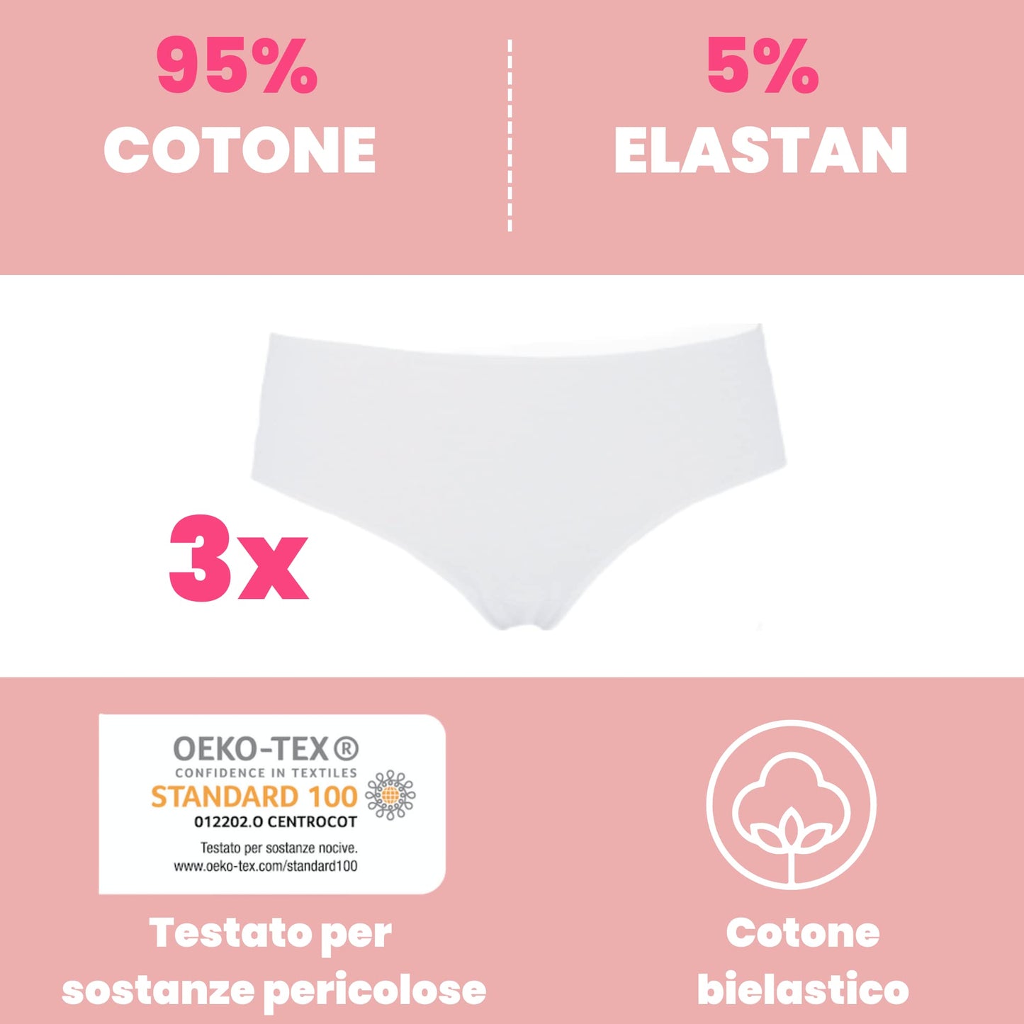 Cotonella, Midi Donna in Morbido Cotone bielastico e Finiture Invisibili - Confezione da 3 Pezzi - Art. 3488K3 - Home Shopping Italia 