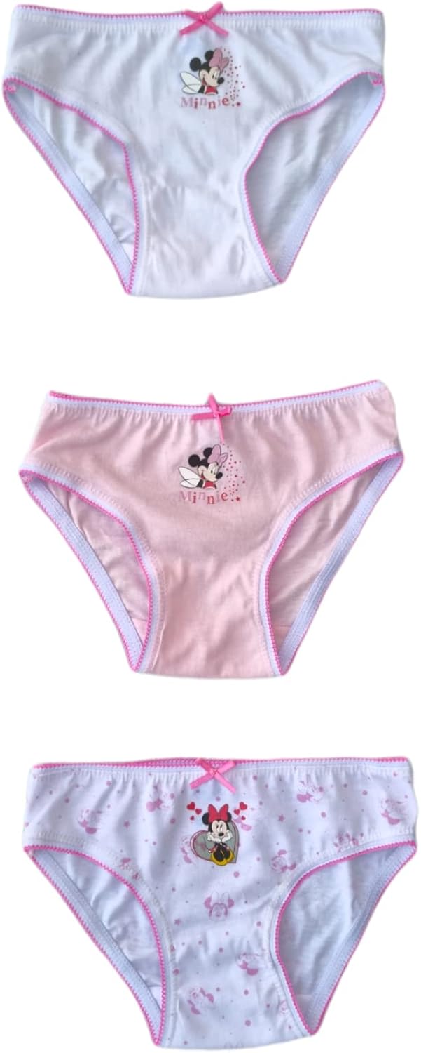 Ellepi Mutande Bambina Minnie Slip Intimo Mutandine Disney Bimba Anni Ragazza Cotone Ragazze Morbido Elastico Colori Bambini Regalo Compleanno Abbigliamento
