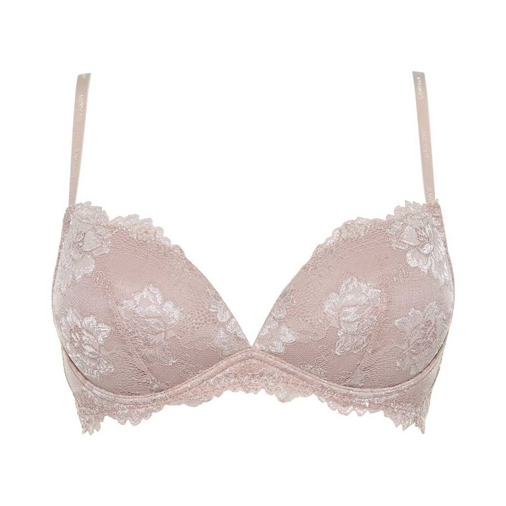 LORMAR Reggiseno Push Up Desiderio in Pizzo Senza Ferretto con Coppe Graduate a Scollatura Profonda - Coppa B Disponibile nei Colori Bianco, Nero e Noisette Home Shopping Italia 