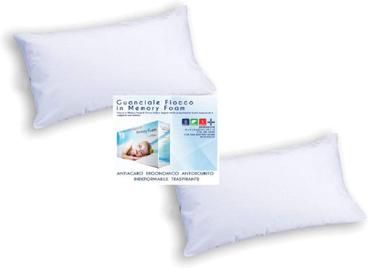Tessile Shop Guanciale fiocco in memory foam antiacaro OFFERTA 2 PEZZI - Home Shopping Italia 