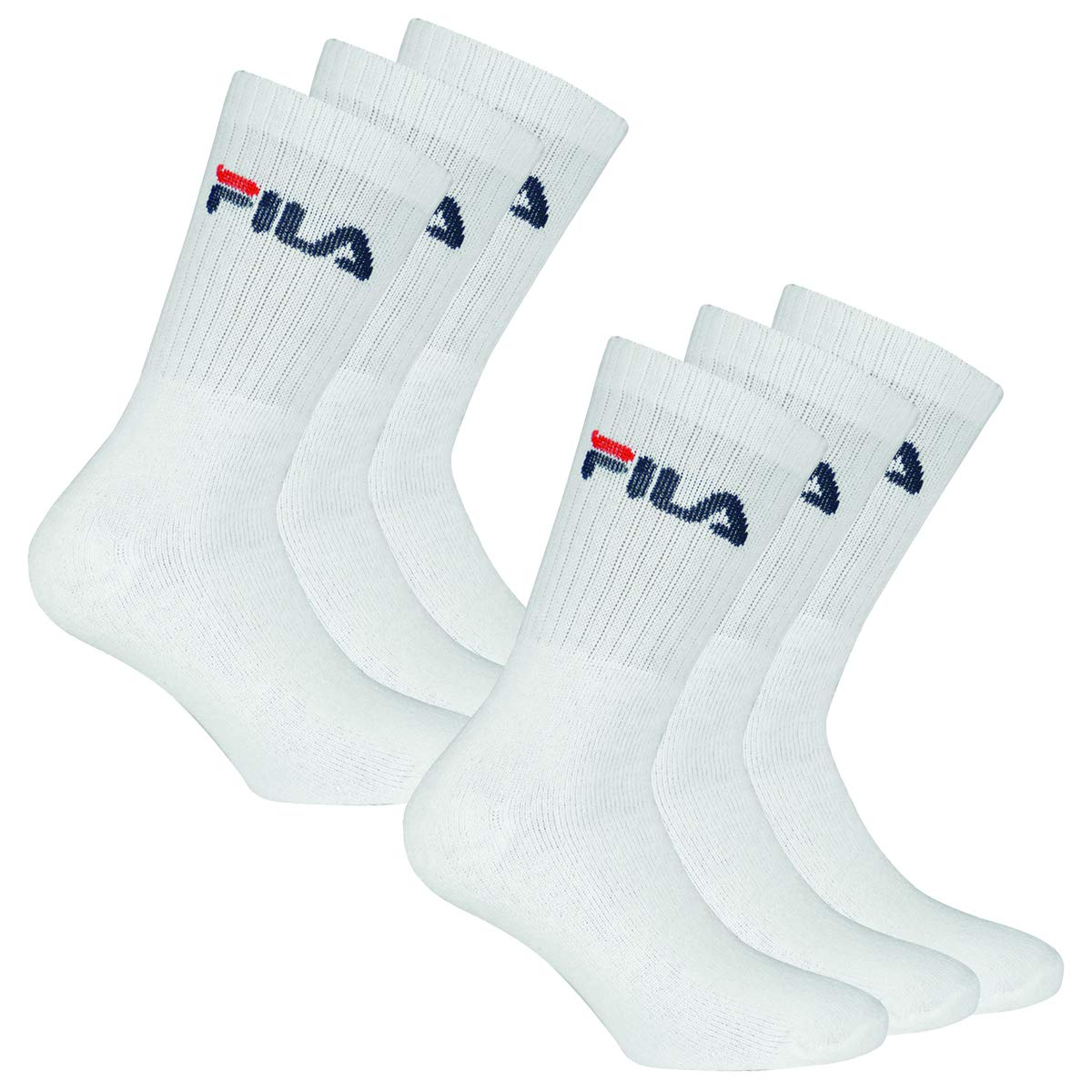 FILA 6 paia di calzini unisex in spugna con logo in vita, confezione da 3
