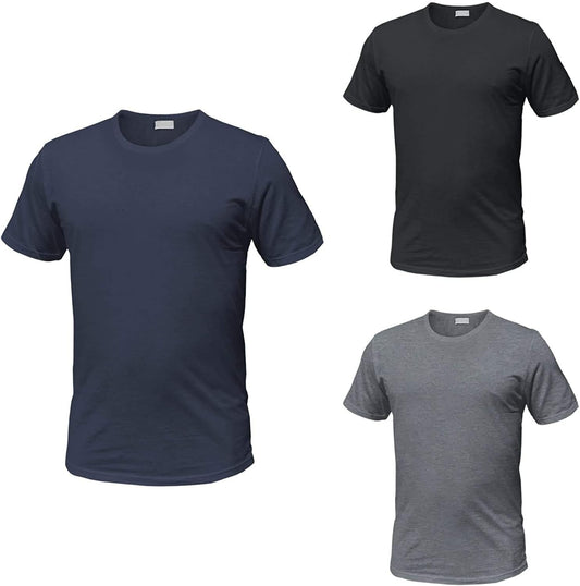 Enrico Coveri 3 t-Shirt Uomo Mezza Manica Girocollo Cotone bielatico Art ET1000 (5/L, Nero/Blu/Grigio)