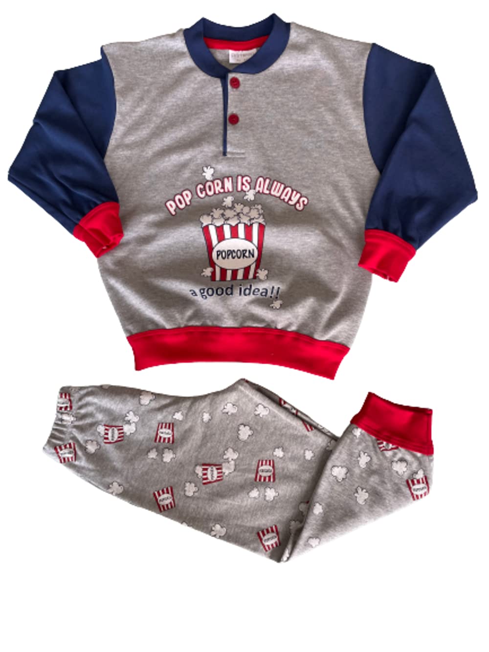 Pigiama Serafino Bambino Lungo Cotone Interlock - Primero - Home Shopping Italia 