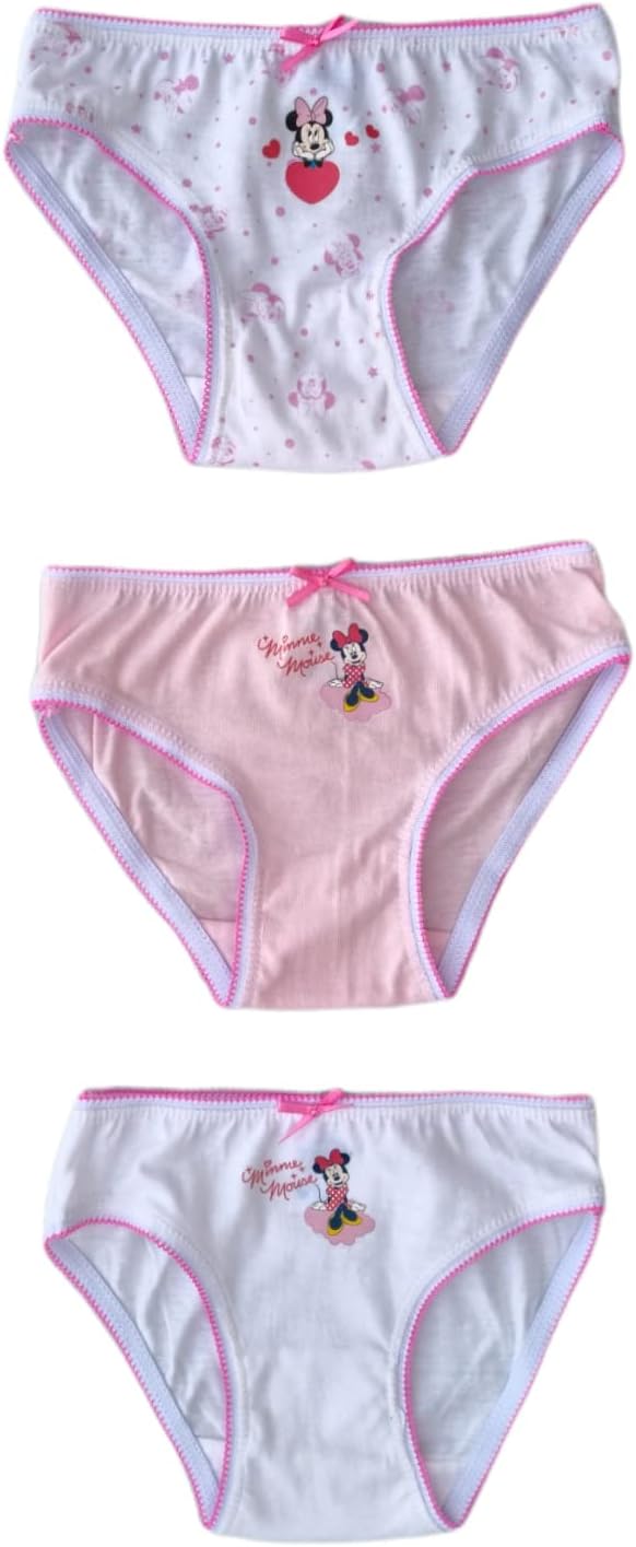 Ellepi Mutande Bambina Minnie Slip Intimo Mutandine Disney Bimba Anni Ragazza Cotone Ragazze Morbido Elastico Colori Bambini Regalo Compleanno Abbigliamento