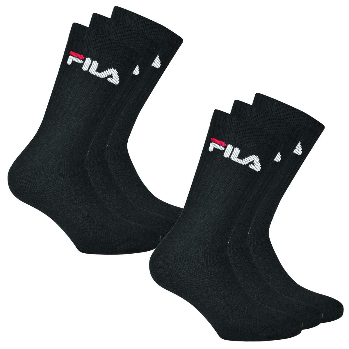 FILA 6 paia di calzini unisex in spugna con logo in vita, confezione da 3