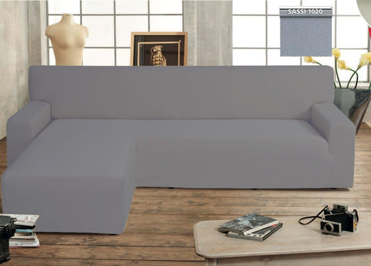 Copridivano Salvadivano Genius con Penisola Chaise Longue Modello Swing Grigio Sassi Sinistra Grigio