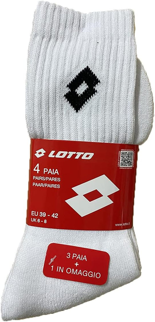 Lotto Calze Corte Unisex Tennis 4 Paia Colore Bianco Taglia