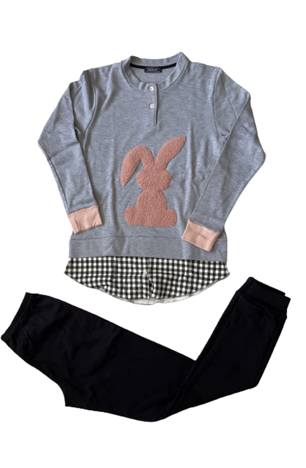 Caracter Pigiama Serafino Lungo Due Pezzi Donna Caldo Cotone Art. P1361 - Exclusive Home Shopping Italia 