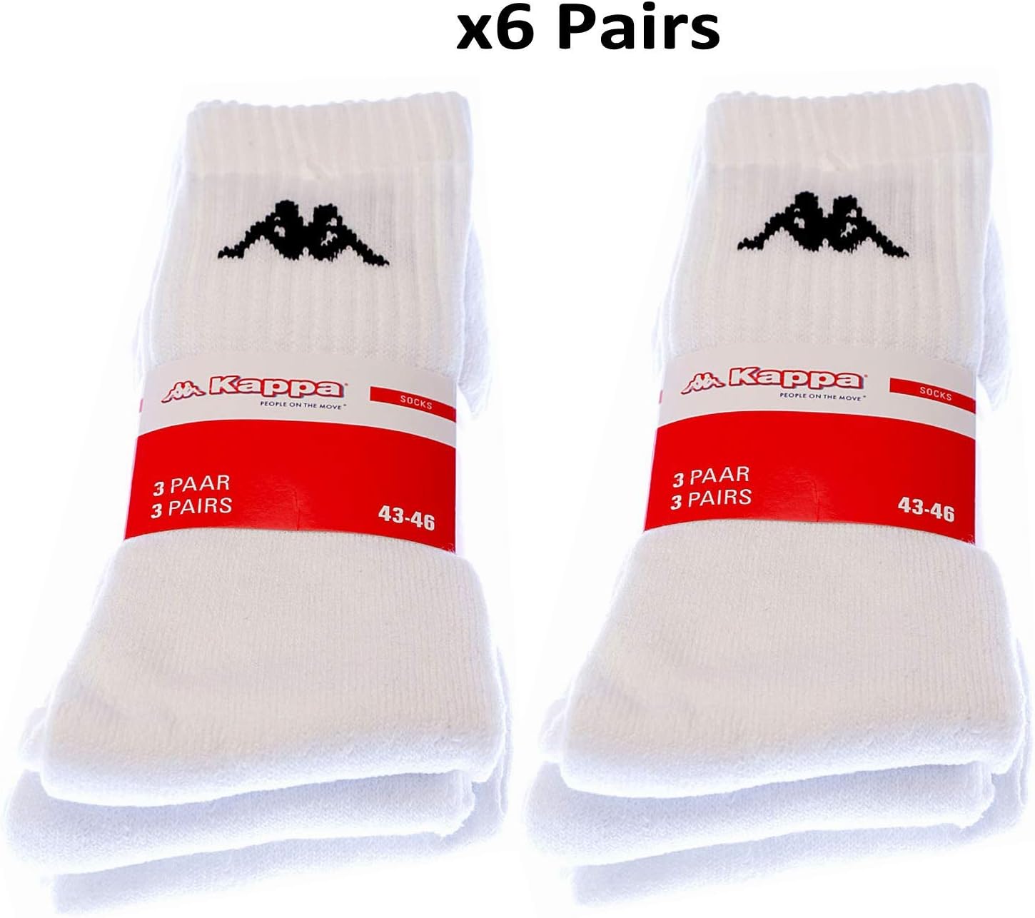Kappa 6 Paia Calze Calzini Tennis in Spugna In Cotone Ring MOD. K002