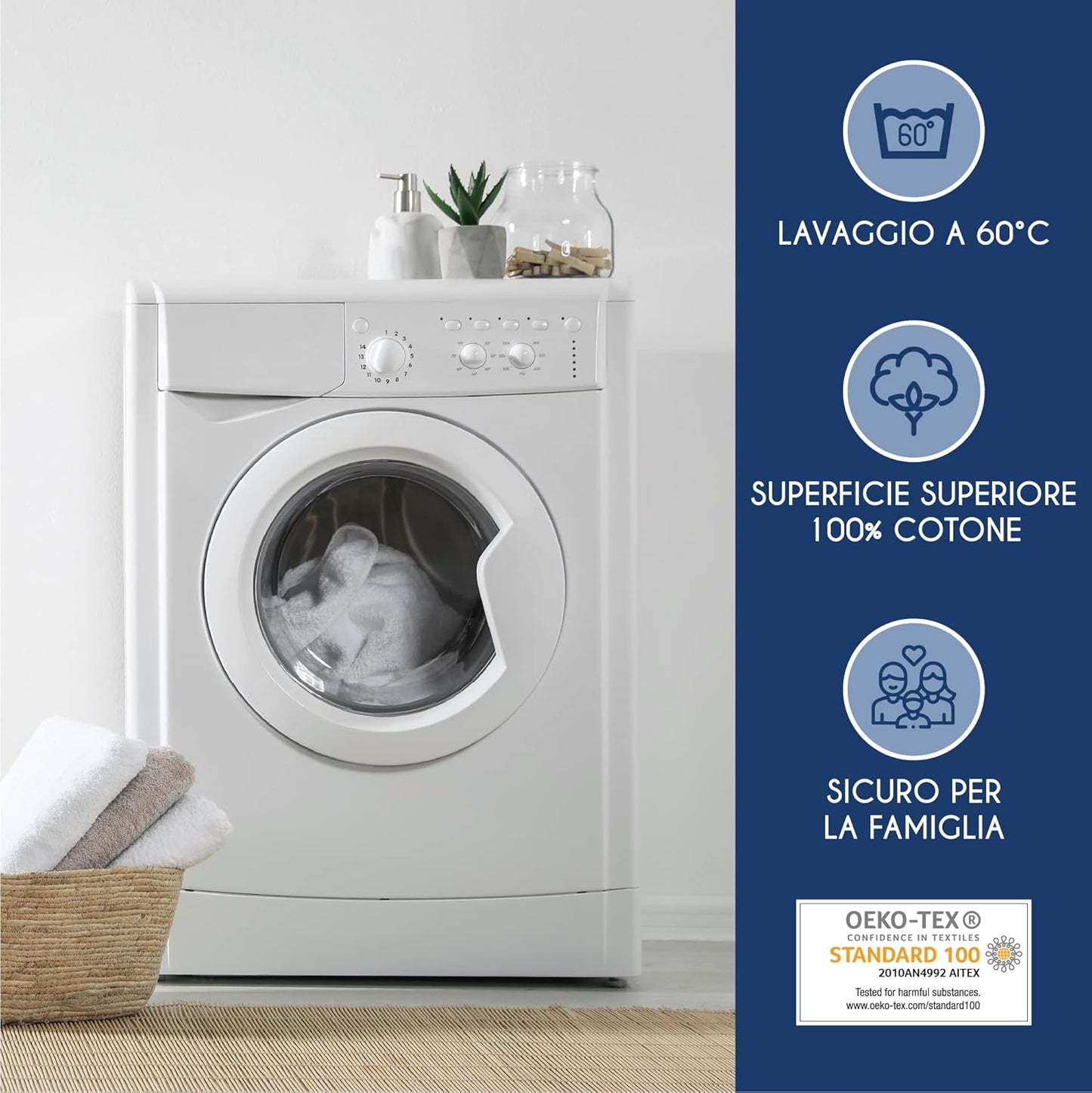 Copricuscini Letto Matrimoniale 50x80 Antiacaro Anallergico Made in EU & OEKO TEX by Dreamzie - Copriguanciale con Cerniera Impermeabili - Home Shopping Italia 