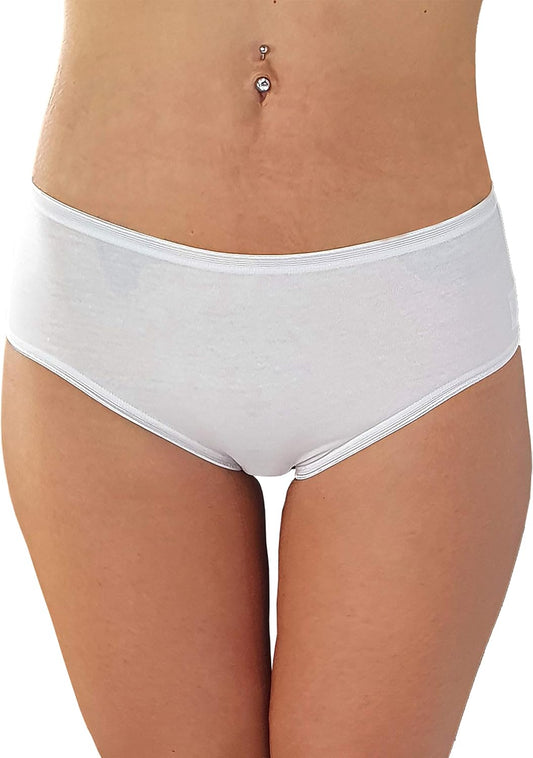 Cotonella Slip Midi Donna in Cotone Elasticizzato Art. 3940 - Confezione da 6 Pezzi - Colori Bianco E Nero - 6 Pezzi Bianco 4