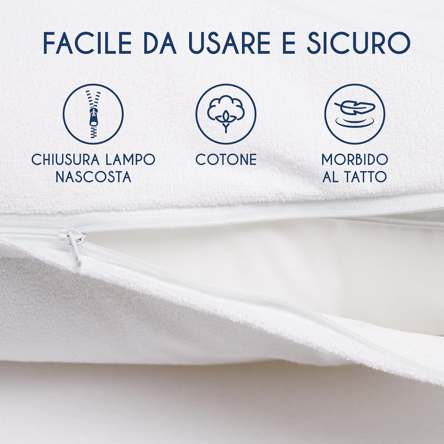 Copricuscini Letto Matrimoniale 50x80 Antiacaro Anallergico Made in EU & OEKO TEX by Dreamzie - Copriguanciale con Cerniera Impermeabili - Home Shopping Italia 