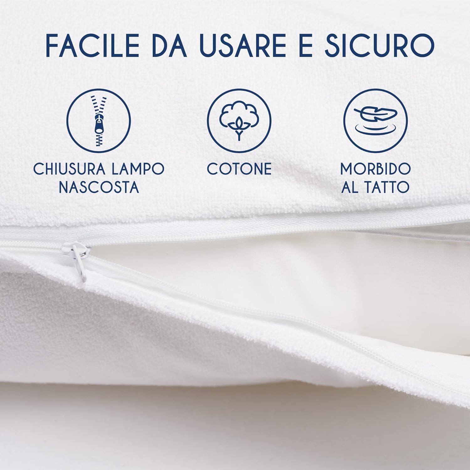 Copricuscini Letto Matrimoniale 50x80 Antiacaro Anallergico Made in EU & OEKO TEX by Dreamzie - Copriguanciale con Cerniera Impermeabili - Home Shopping Italia 