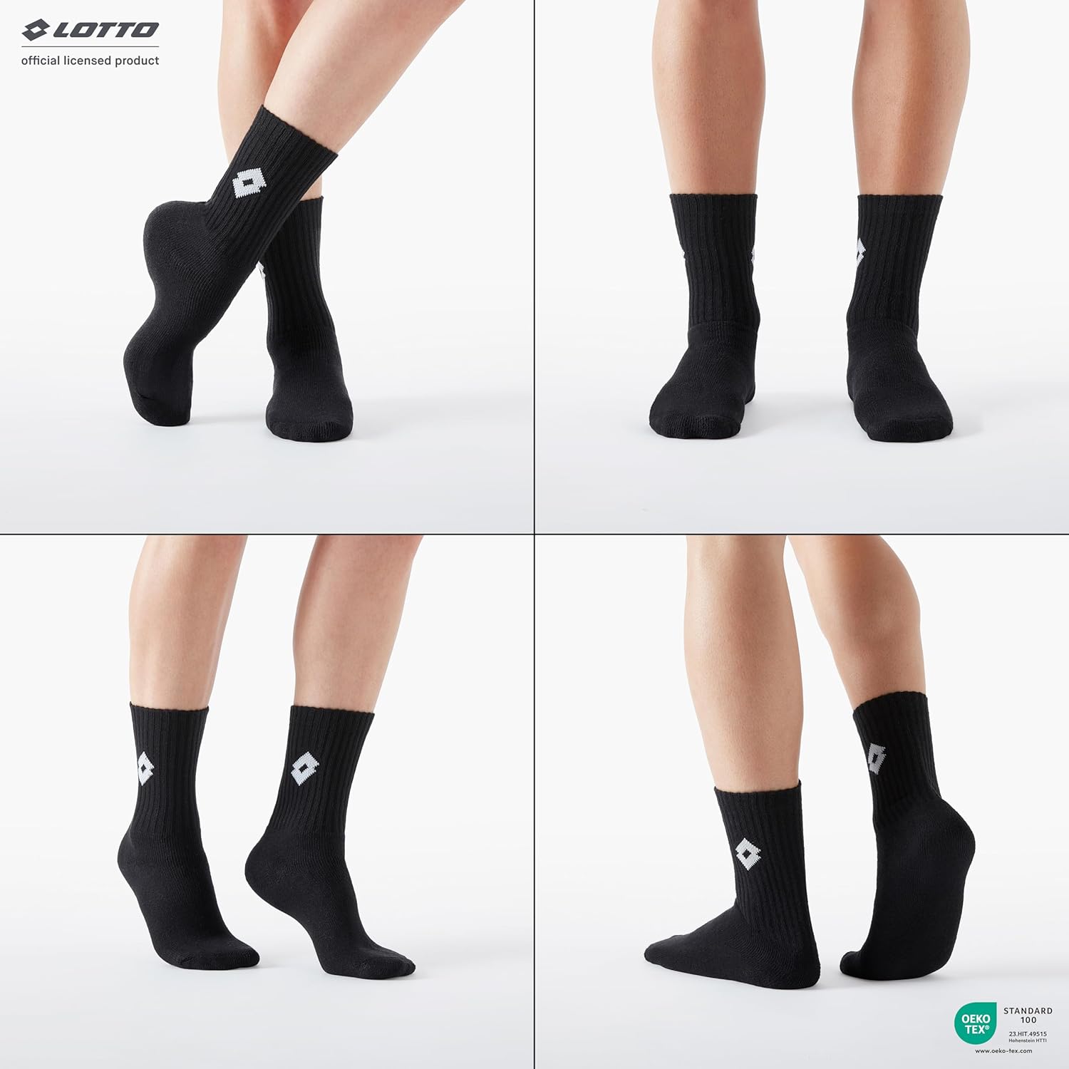 Lotto 12 Paia Calzini Tennis Uomo/Donna in Morbido Cotone traspirante, Certificati OEKO-TEX, Nero, 39-42