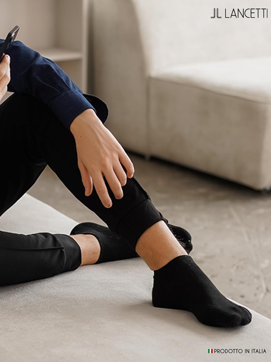 LANCETTI - 6 Paia Calzini Corti Sneaker per Uomo o Donna, Fantasmini in Cotone Filo di Scozia