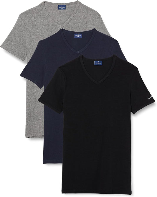 Navigare 571 Maglietta intima, Multicolore (Grigio/ Nero/ Navi), XL (Taglia produttore:6), Pacco da 3, Uomo