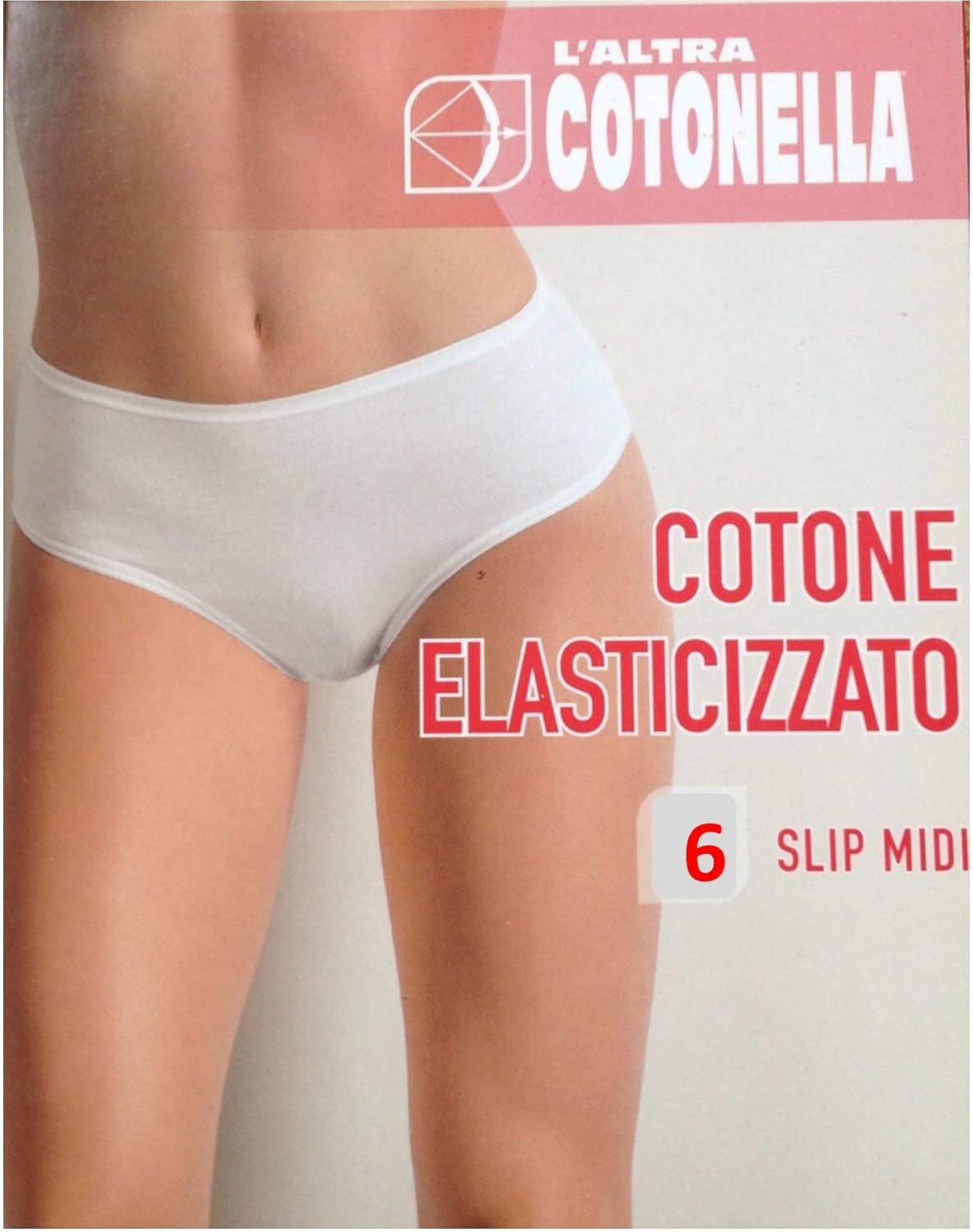 COTONELLA Slip Midi Donna in Cotone Elasticizzato con Tassello in Cotone - Confezione da 6 Pezzi - Colori Bianco E Nero
