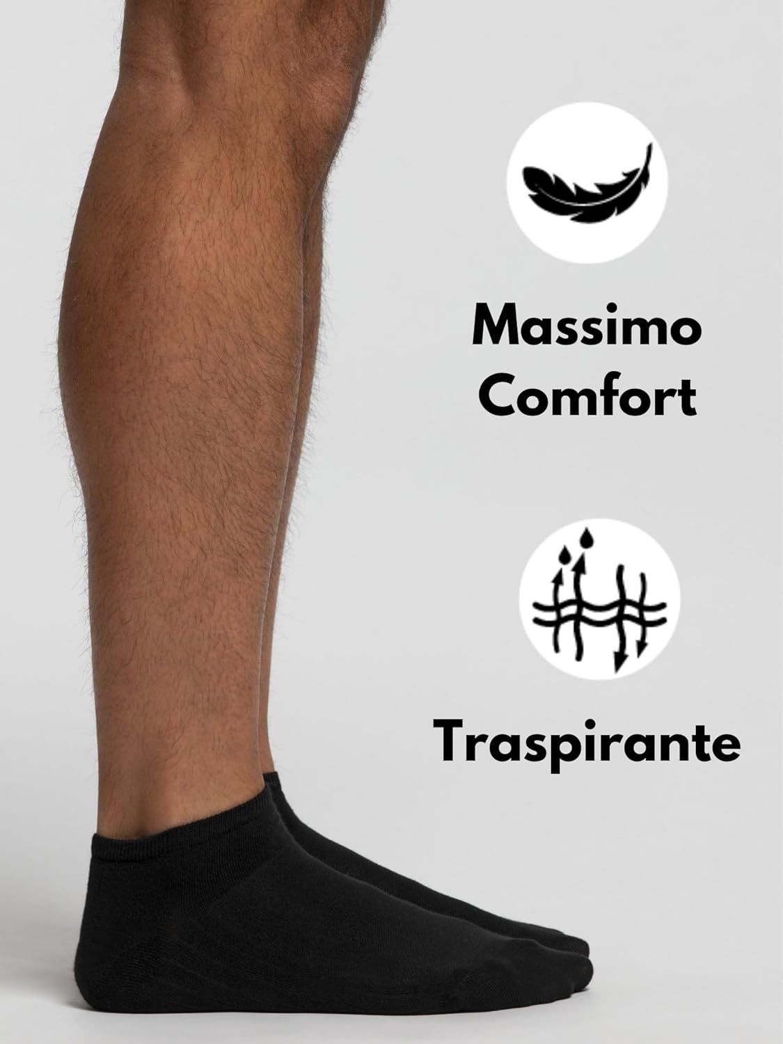 Pompea 3 Paia Calzini Uomo in Cotone, Calze Corte alla Caviglia con Punta e Tallone Rinforzati
