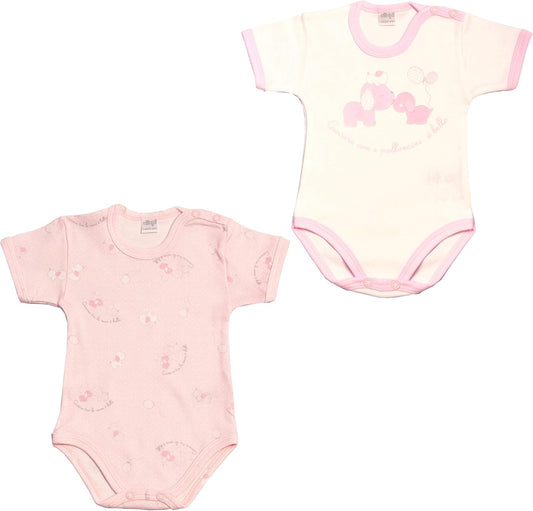 Confezione da 2 Body Americano Manica Corta Neonato NEONATA in Cotone GARZATO Pesante Invernale 100% Cotone. Disponibile in Tre Varianti Colore. Le Fantasie Sono Legate alla stagionalità