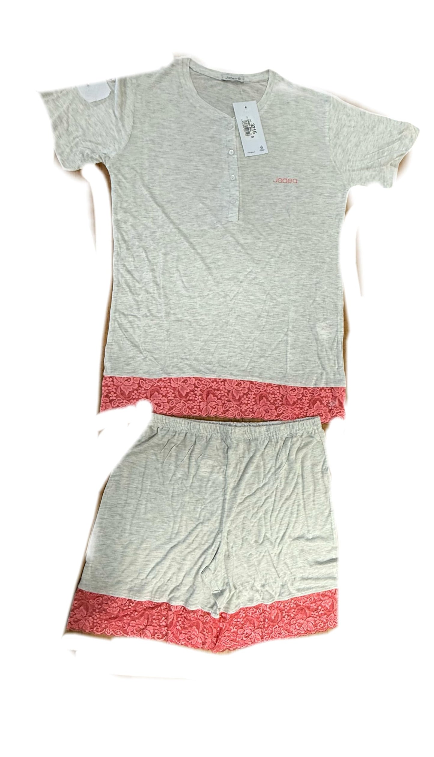 Generico Jadea Pigiama Donna Corto, Set 2 Pezzi in Modal e Cotone con Pizzo, T-Shirt e Pantaloncini Home Shopping Italia 