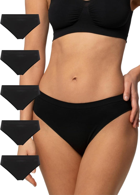 POMPEA 5 Paia Slip Donna in Morbida Microfibra, Mutande Donna Senza Cuciture Elasticizzate