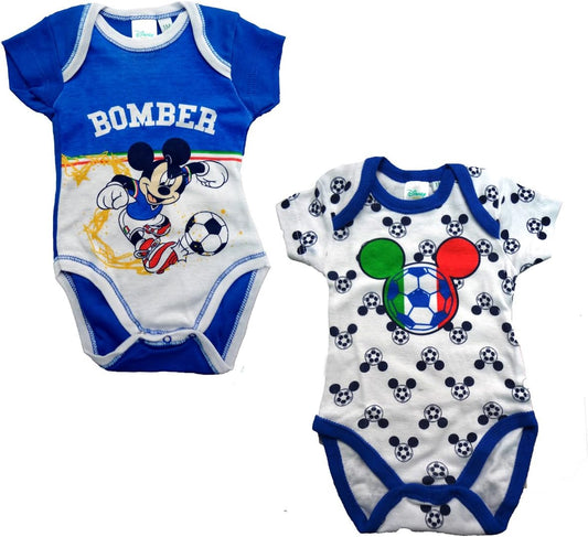 Disney 2 Body Neonato Mezza Manica Americana in Cotone Mickey Nuova Collezione Art. WD101271