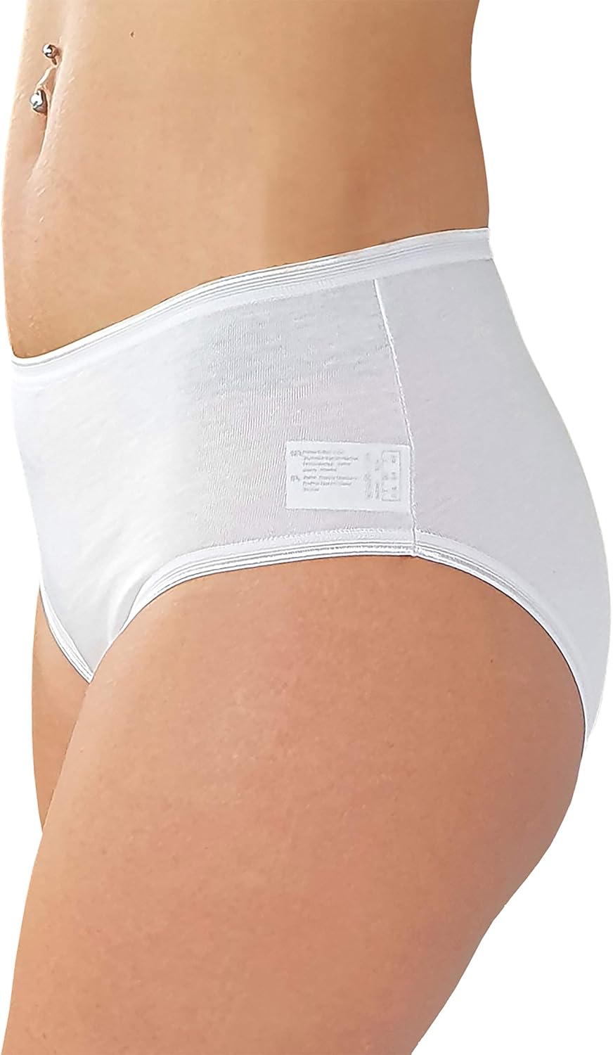 Cotonella Slip Midi Donna in Cotone Elasticizzato Art. 3940 - Confezione da 6 Pezzi - Colori Bianco E Nero - 6 Pezzi Bianco 4