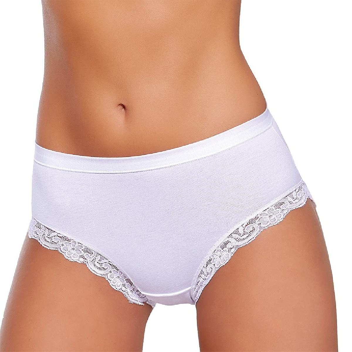 JADEA 6 Pezzi Slip Donna 532 in Cotone con Bordi in Pizzo