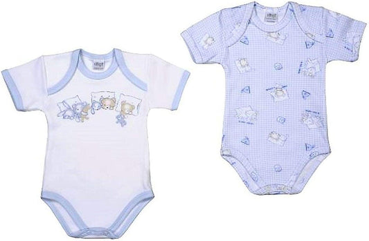 Confezione da 2 Body Americano Manica Corta Neonato NEONATA in Cotone GARZATO Pesante Invernale 100% Cotone. Disponibile in Tre Varianti Colore. Le Fantasie Sono Legate alla stagionalità