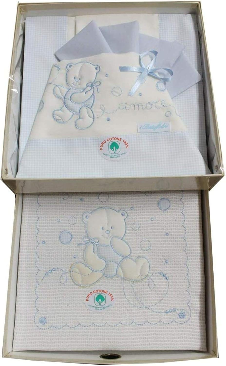 Compose lettino e culla 3 pezzi ricamato Art. B0601 / B0600 con box regalo - Batuffolini (Rosa, Culla (Sopra 85x120 Sotto 40x70+10 Federa 28x37)) - Home Shopping Italia 